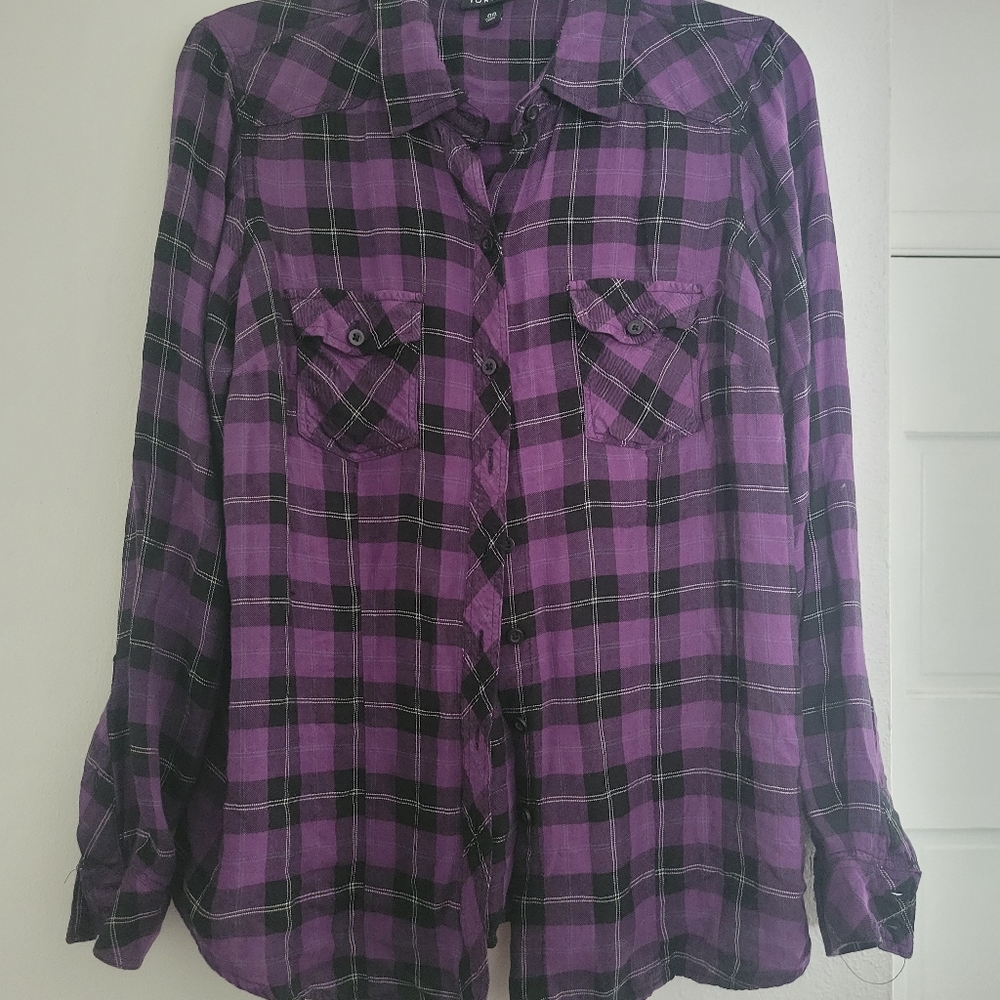 Torrid, purple/black flannel shirt size 00